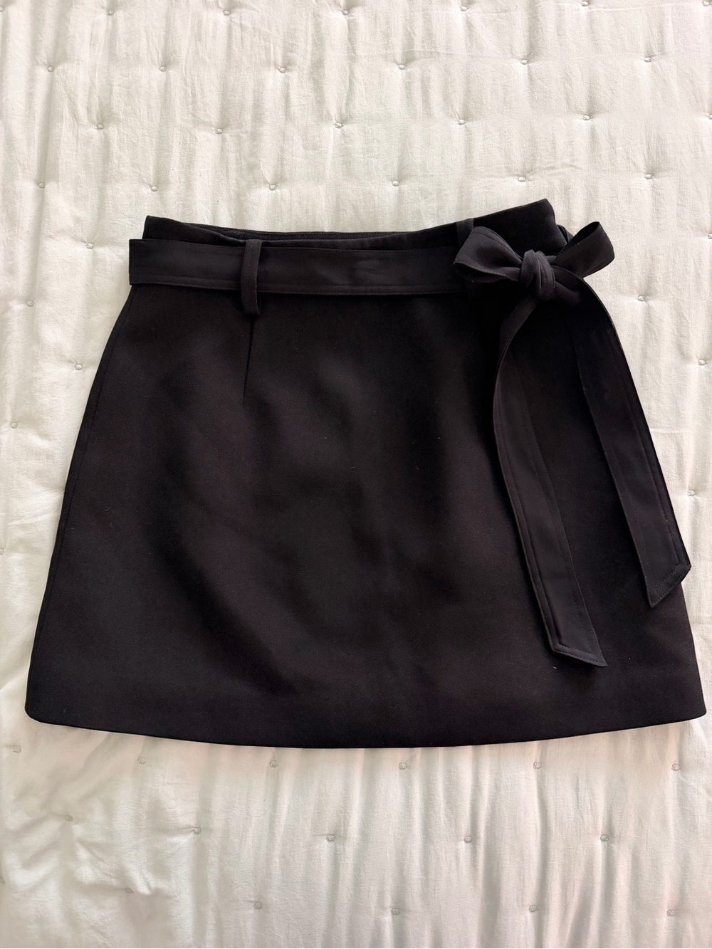 Black Mini Skirt with tie belt